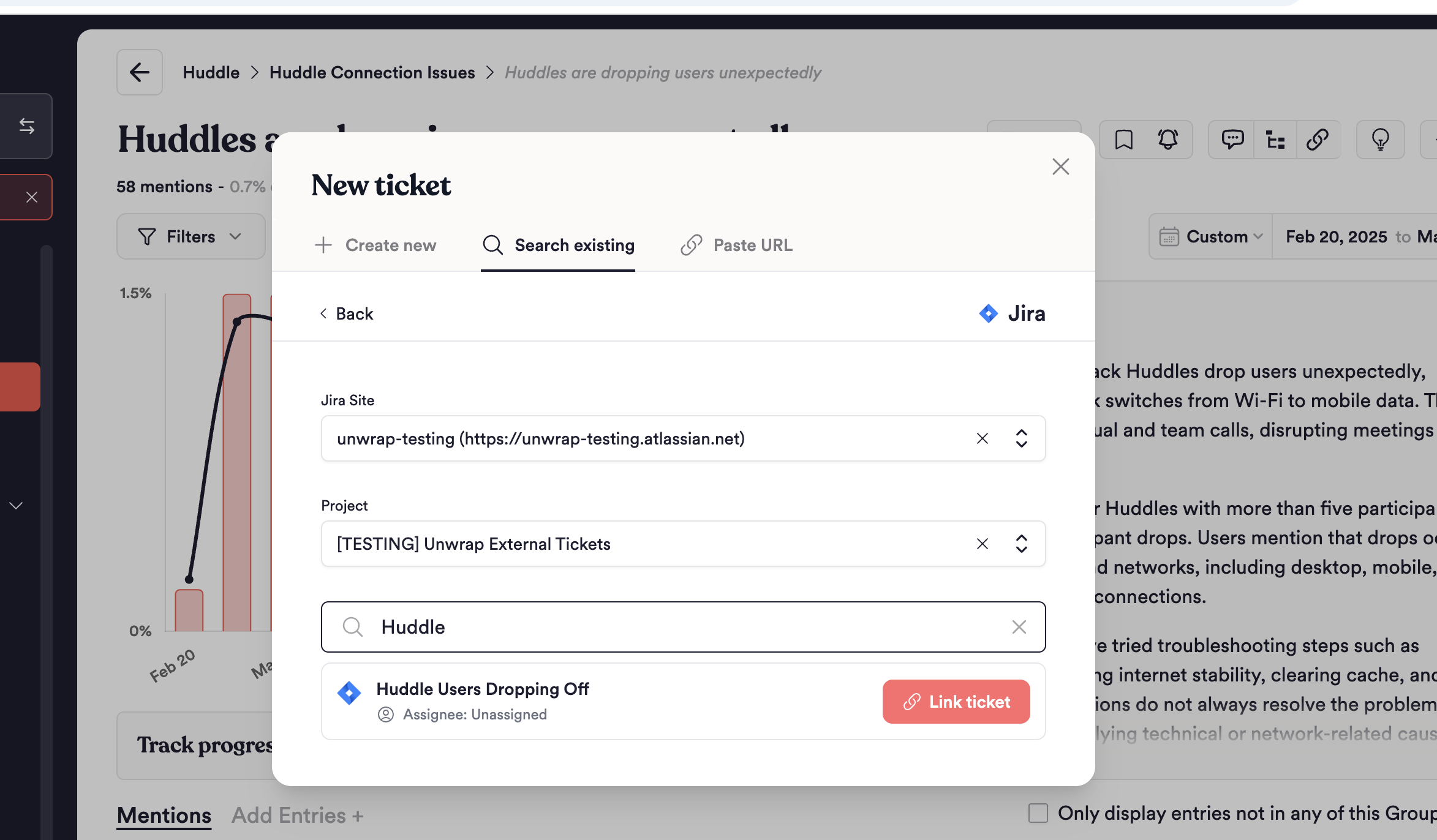 Search existing tickets